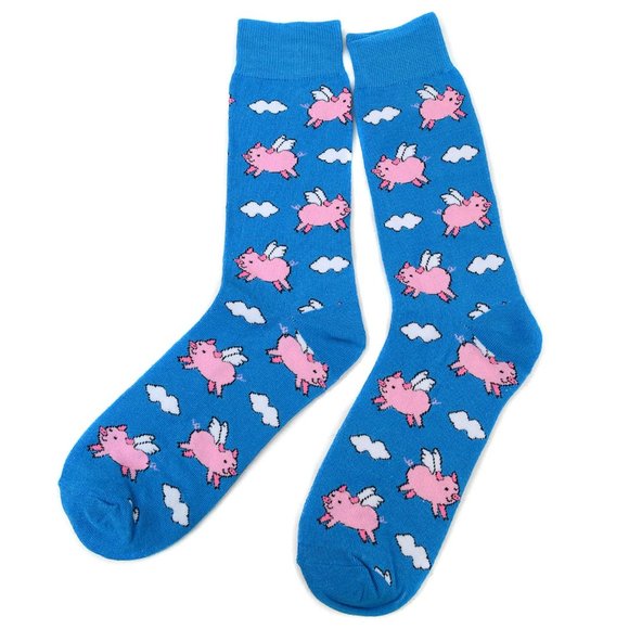 Men's Flying Pig Novelty Socks - Blue - Picture 3 of 3